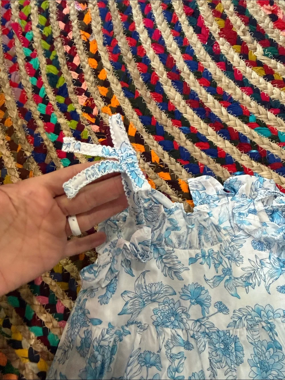 Janie and Jack White Sundress with Blue Floral Print 18-24M
